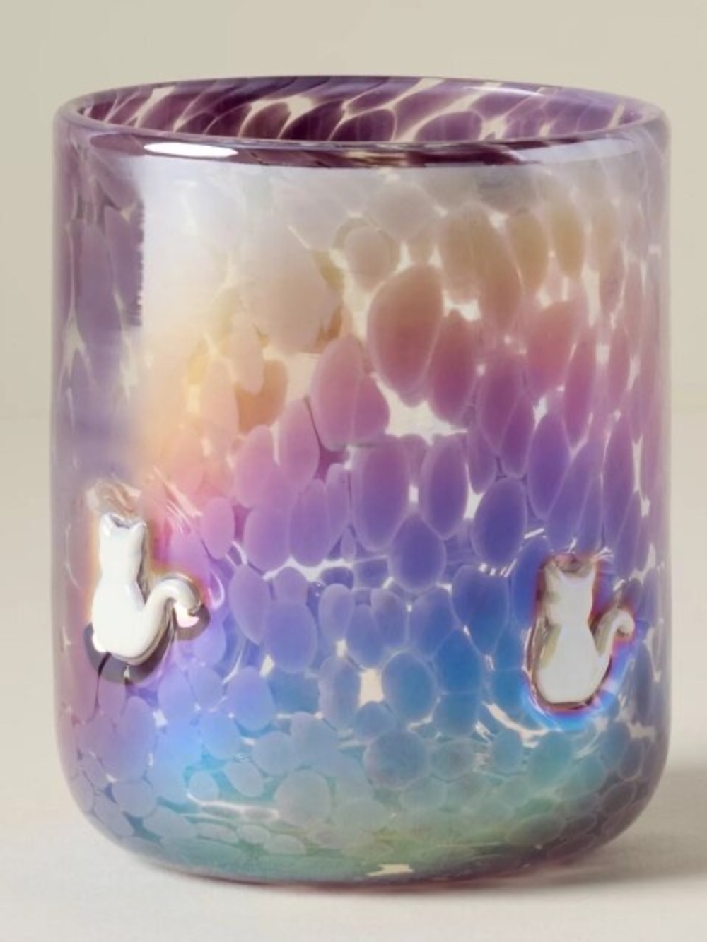 Anthropologie The Limited Edition Marquee Icon Juice Glass 17.25 OZ White Cat